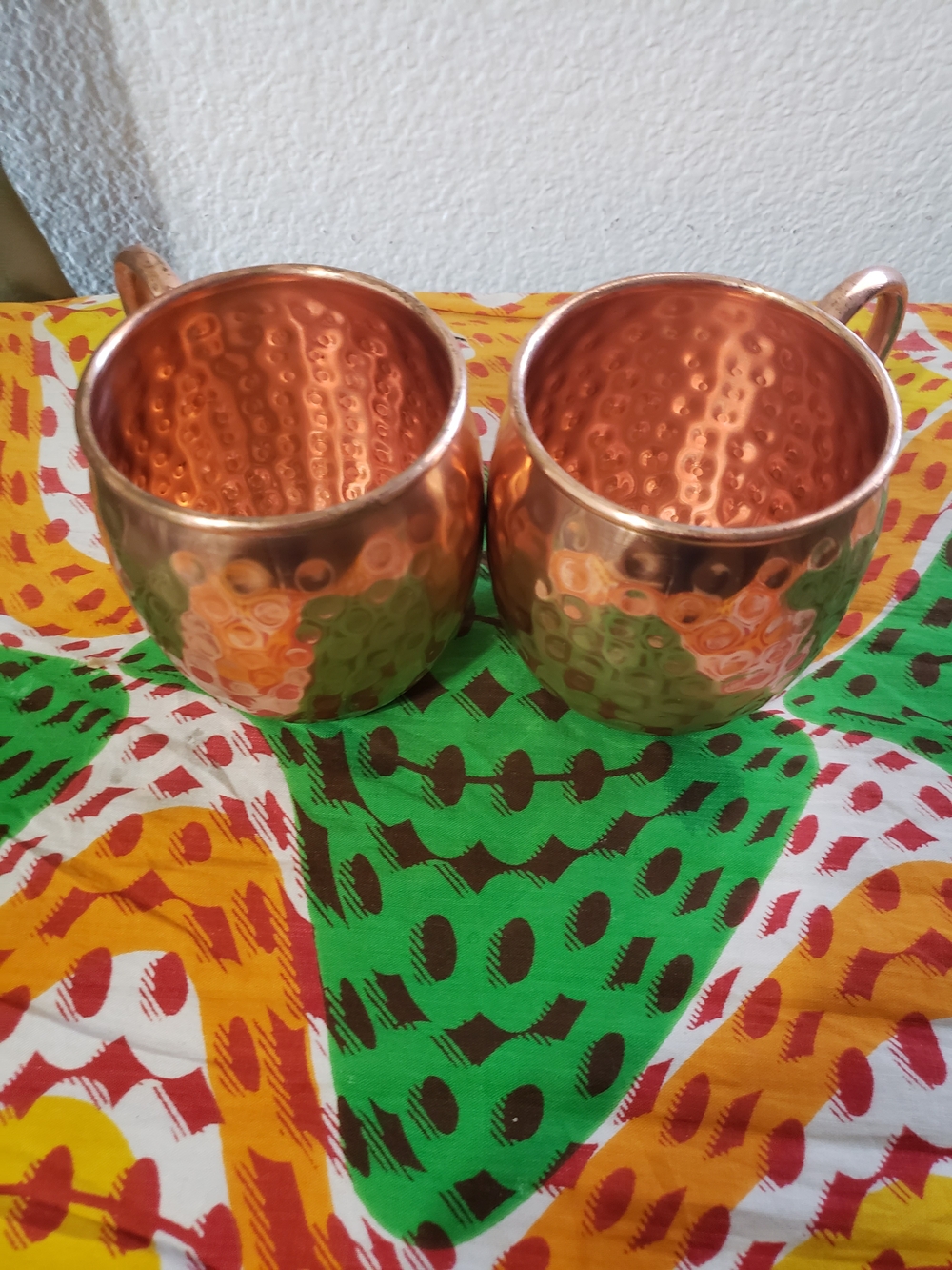 Set of 2 Hammered Copper Moscow Mule Mugs Barware Collectible